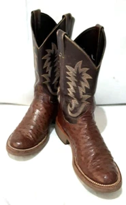 JUSTIN Full Quill Ostrich Boots Womens Brown Tekno Crepe sole Size 8B FREE SHIP - Picture 1 of 13