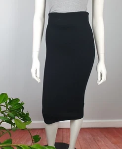 Seed Size XS, 6 Midi Fitted Tube Skirt Knit Stretch Elastic Waist Black Women - Bild 1 von 11
