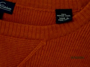 Jack Nicklous Merino Wool Crew neck L LOrange Sweater Ribbed - Picture 1 of 2