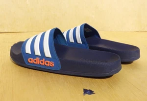 Size 3Y Adidas Adilette Slides Youth Blue Orange White Shower Slides - Picture 1 of 6