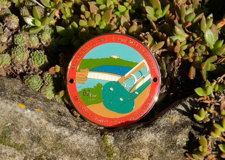 VINTAGE AUTOMOBILE RADIATOR CAR BADGE # MESSERSCHMITT MEETING EDERSEE 2013 - Image 1 of 1