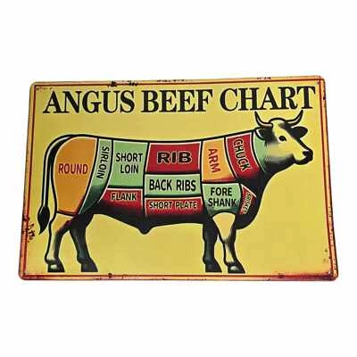 Carta de carne de res Angus - Asociación Americana Angus - Letrero de metal estañado de 8 X 12 pulgadas Foto 1 de 4