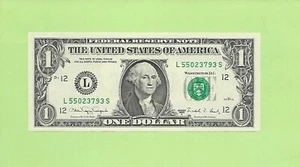 1988A ..UNCIRC $1  L 5502 3793 S  .... 1988A $1  L-S     NICE NOTE        FRN - Picture 1 of 2