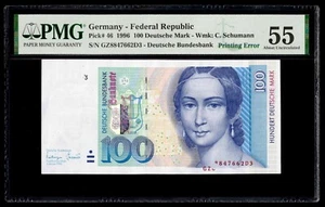 Germany 1996 - 100 Deutsche Mark **Printing Error** PMG About UNC 55 - Picture 1 of 2