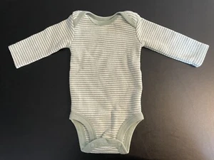 Just One You by Carters Newborn Size Green Sage Striped Thermal Longsleeve Snap - Picture 1 of 6