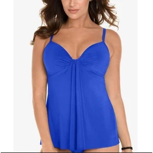 Costume da bagno Tankini Miraclesuit So Riche Marina drappeggiato ferretto coppa imbottita taglia 8 - Foto 1 di 12