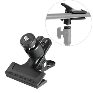 Multi-Function Metal Tripod Mount Clamp Clip Holder &Ball Head + Hotshoe Adapter - Picture 1 of 10