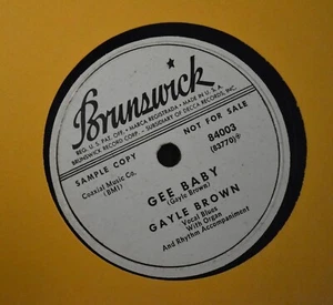 R&B 78 Gayle Brown Brunswick DJ 84003 Gee Baby and Gone Are The Days - Picture 1 of 1