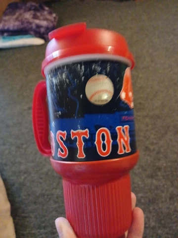 2010 MLB Boston Red Sox Dunkin Donuts Tumbler Coffee Cup Mug With Lid Used Cover