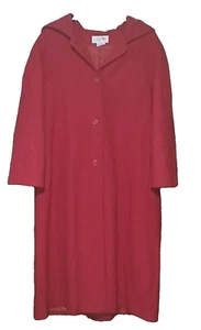VTG Andrea Marin Women's Size 18 Full Length Hooded Trench Coat Red 100% Wool - Picture 1 of 6