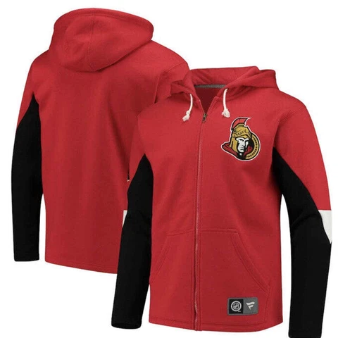 Men's Fanatics Hoodie Black/Red Ottawa Senators Authentic Rinkside Full-Zip Med Cover