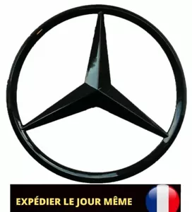 Logo Emblème Mercedes Étoile Noir Brillant hayon coffre 90mm - Foto 1 di 2