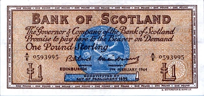 Scotland 1 Pound Sterling 1964 Pick # 102a - Image 1 of 3