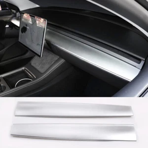 Kit For Tesla Model 3 2017-2021 Silver ABS Central Control Dashboard Panel Cover - Picture 1 of 12