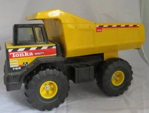 Vtg Mighty 768 TONKA Construction DUMP Truck TOY Yellow Metal Bed Original Owner - Picture 1 of 6