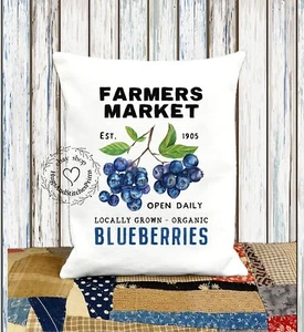 Farmers Market Blueberries Fabric Pillow #1146 - Picture 1 of 6