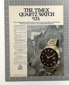 Vintage Timex Quartz Watch 1972 Print Ad Original 70’s Wristwatch Advertisement  - Picture 1 of 1