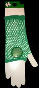 St. Patrick's Day Pin & Fingerless Glovettes Green Fish Net One Size Adult NEW - Picture 1 of 5