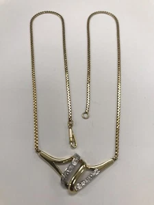 14k 2-Tone Gold Diamond Necklace, 16.5" Length, 6.2 Grams - Picture 1 of 9