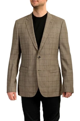 Abrigo Blazer Deportivo Hugo Boss Para Hombre "Jeen" Beige 100% Lana a Cuadros EE. UU. 42L IT 52L Foto 1 de 4