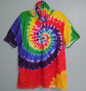 2 Pc Rainbow Bright Tie Dye Short Sleeve T-Shirt & Headband Men XXL Hippie 2XL - Picture 1 of 17