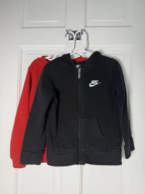 Nike Boys Lot Of 2 Sweatshirts Black Full Zip & Red Crewneck Pullover Side 4 XS - Image 1 of 4
