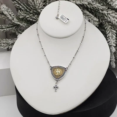 Brighton NUEVO CON ETIQUETAS "Joan of Arc Courage" Collar Doble Tono Reversible Cruz Dije 18" Foto 1 de 4