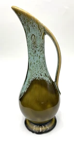 Vintage MCM Dalton/USA Ewer/Vaso, Verde Oliva con Smalto a Goccia Reticolo Acqua, 8,7" - Foto 1 di 14