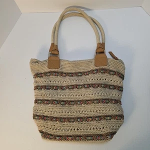 Borsa a tracolla The Sak in maglia all'uncinetto crema/abbronzatura/beige borsa con zip usata in ottime condizioni - Foto 1 di 10
