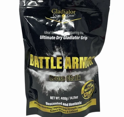 Tiza de gimnasio Gladiator 14,17 oz armadura de batalla polvo suelto agarre no tóxico para levantar Foto 1 de 4