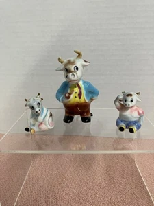Vintage 1950’s Papa Bull and Boy & Girl Calf Made in Japan Porcelain Figurines-3 - Picture 1 of 24