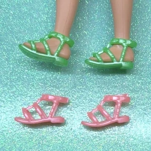 Barbie Teen Skipper Stacie Doll Shoes Irridescent Green Pink Lot Flats Sandals - Picture 1 of 6