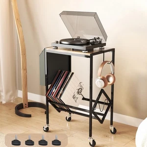 Schallplatten Vinyl Records Schrank Plattenspieler Ständer Mit Räder 3 Lagen Neu - Bild 1 von 8