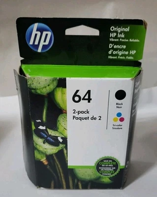 Картридж чернильный комбинированный HP 64 черный и трехцветный срок годности истекает в октябре 2020 года - Изображение 1 из 3