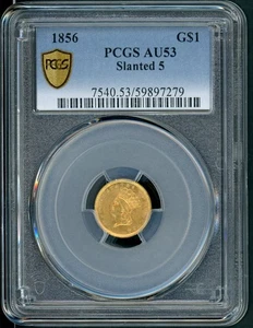 US 1856 PHILADELPHIA PRINCIPESSA INDIANA DOLLARO D'ORO $1 INCLINAZIONE LASTRA PCGS AU 53 A26 - Foto 1 di 2