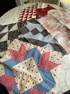 5 Vintage quilt blocks hand sewn Quilt Farmhouse assorted patterns - Picture 1 of 15