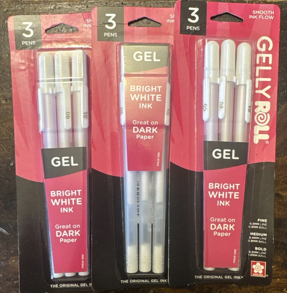 3 bolígrafos de gel blancos clásicos SAKURA Gelly Roll 9 en total Foto 1 de 1