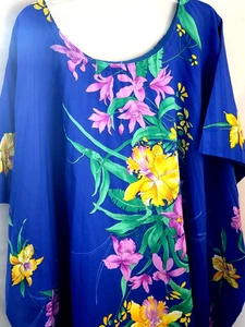 Resort Line Kaftan Polyester blau Einheitsgröße Boho Loungewear lang 55" Rundhals - Bild 1 von 6