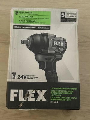 Flex FX1451-Z 24 В бесщеточный беспроводной 1/2 дюйма 750 фут-фунтов средний крутящий момент гайковерт - Изображение 1 из 2