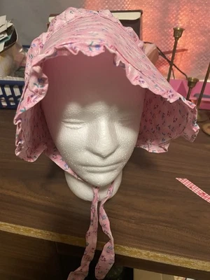 Vintage Pink Girls Bonnet Hand Made - Image 1 of 3
