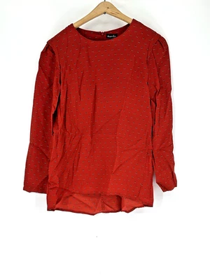 Steven Alan Silk Blouse Women's Small Red Sheer Long Sleeve Made in USA - Image 1 of 4