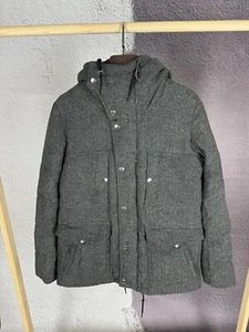 Stooge & Co grey wool herringbone down puffer jacket - Picture 1 of 16