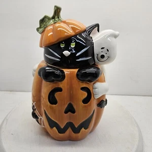 Tarro de galletas David COOKIES JACK-O-LANTERN gato fantasma y araña Halloween 11" de alto - Imagen 1 de 12