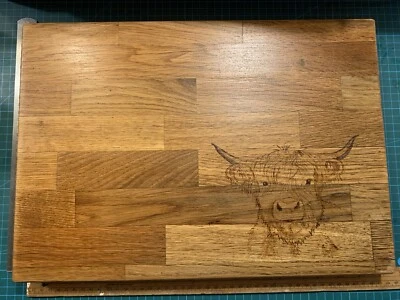 Highland cow HandmadeSolid Oak Chopping Block Board Cutting pyrography  - Image 1 of 4