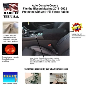Console Armrest Cover fits the Nissan Maxima 2017-2022 Fleece Material (NMXFL) - Picture 1 of 23