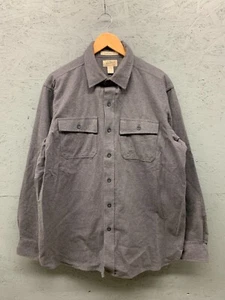Camisa L.L.Bean Para Hombre Gris Medio Gamuza Tela Franela Abotonada Ajuste Tradicional - Imagen 1 de 9