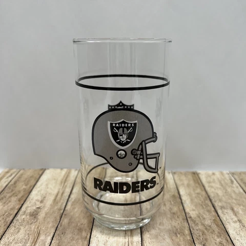 Vintage NFL Collectible ~ 1988 Los Angeles Raiders Mobil Drinking Glass Cover