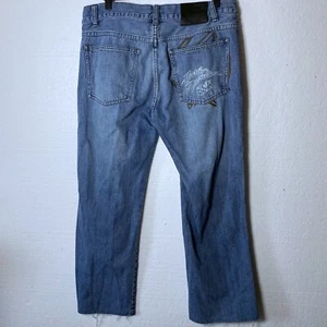 Harley Davidson Womens Size 12 Embroidered Logo Medium Wash Jeans Bootcut Denim - Picture 1 of 10