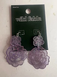Pendientes Wild Fable Flor Púrpura Lavanda - NUEVO - Imagen 1 de 2