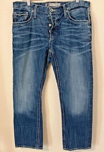BKE Derek Straight Jeans Mens Size 34 x 29 Blue Denim Casual Comfort Button Fly - Picture 1 of 11